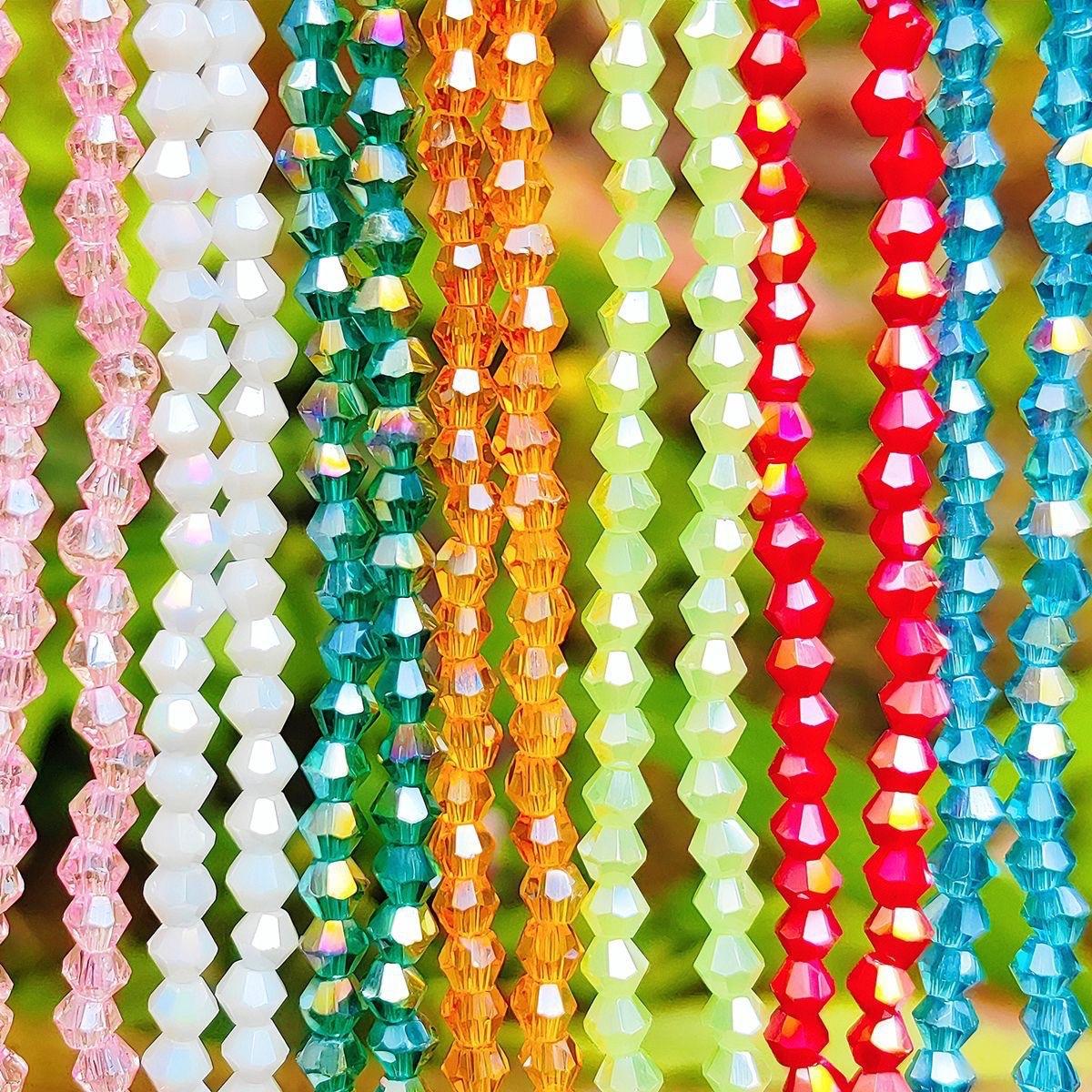 【C004】4mm Crystal glass bicone beads Pointed Beads Diamond faceted Beads DIY Jewelry Bracelet Accessories Loose Beads Beading Making