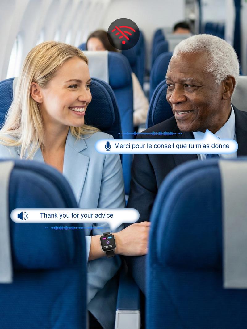 iTourTranslator AI Translator Smart Watch, Real Time Language Translator 127 Languages, Offline Translation Device for Men Women, Fitness Tracker Smartwatch with HR, Sleep Monitor, 9 Sport Modes