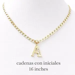 Cuban Chain 3mm x 17.5 inches with Letter Charms Choose Your Initial Radiant Quality Water-Resistant for Daily Wear