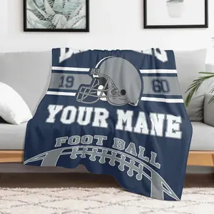 280GSM Custom Dallas Football Blanket - Personalize with Your Name & Number, Soft Polyester, Perfect for Fans, Travel & Home Decor - Ideal Gift for Men & Women
