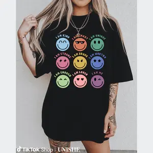 Cotton Positive Thoughts Tee – Mental Health Awareness Month Graphic Shirt