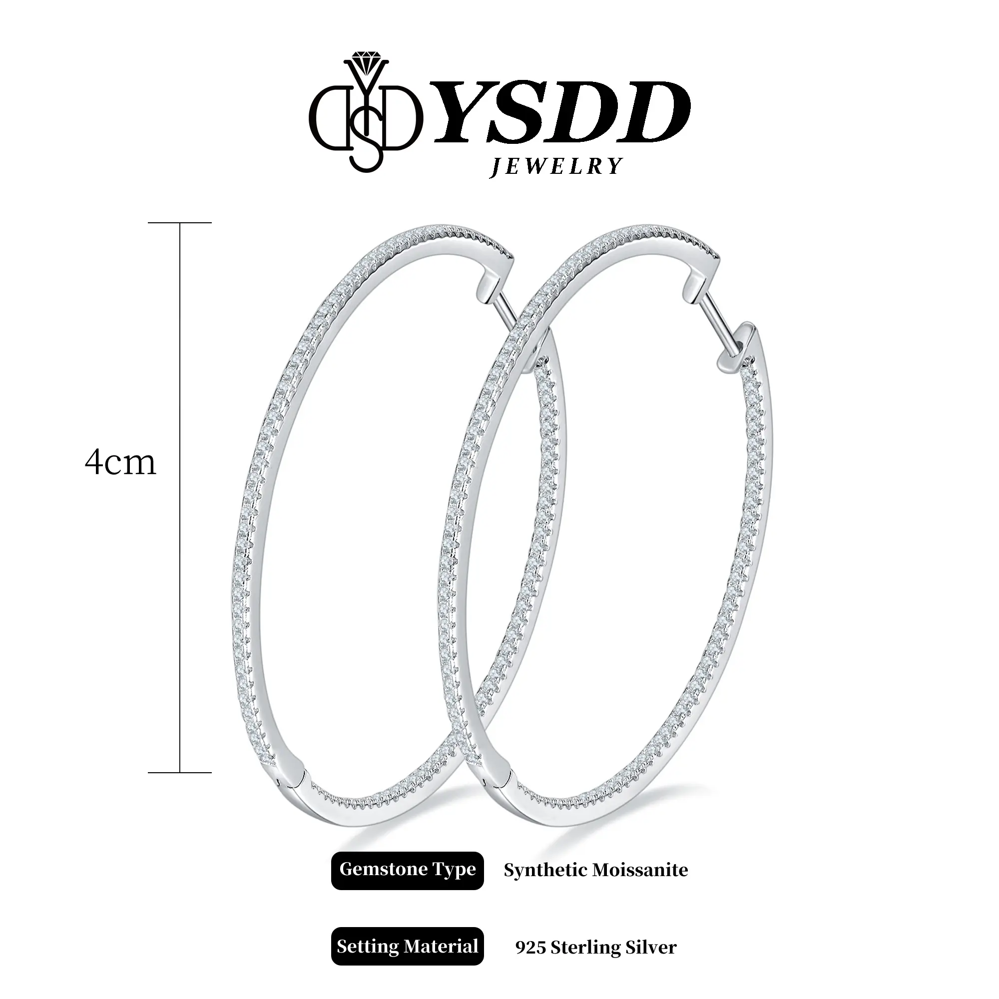 【5.23 Starburst Orbit】4CM 3CT Total Big Infinity Hoop vvs Synthetic Moissanite Earrings in 925 Sterling Silver