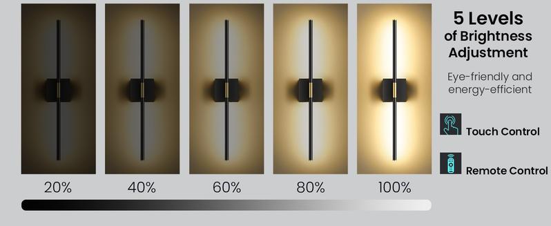 【Non-Removable Battery】Battery Operated Wall Lights Set of Two, Non-Removable Battery, 10000mAH Rechargeable Wall Lamps with Remote Control, Dimmable Black Gold LED Wireless Wall Sconces for Bedroom, Living Room, Hallway, Dining Room, 360° Rotate 3CCT