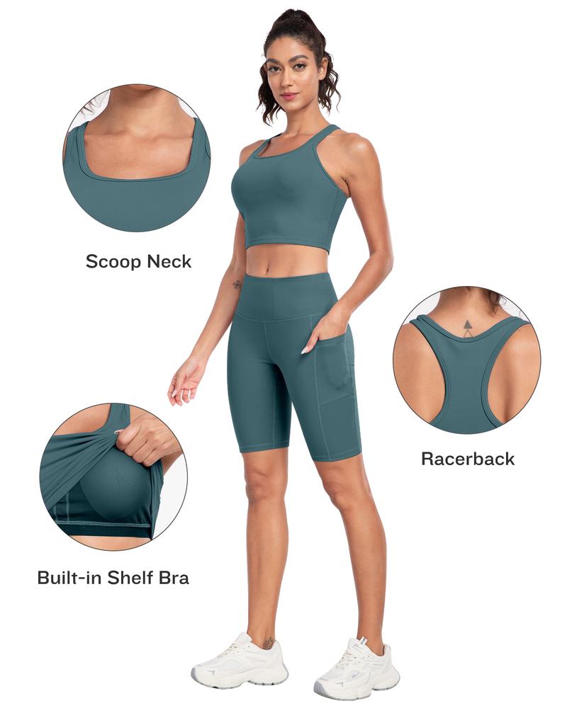 【Free 3-Day Shipping】2026 New 2-Piece Workout Set Racerback Longline Sports Bra & Mult-Pockets Biker Shorts Comfortable Breathable for Everyday Wear Fitness Running Training Sportswear Spring Autumn - Sporty Casual Seamless 【Free 3-Day Shipping】2026 New 2-Piece Workout Set Racerback Longline Sports Bra & Mult-Pockets Biker Shorts Comfortable Breathable for Everyday Wear Fitness Running Training Sportswear Spring Autumn - Sporty Casual Seamless