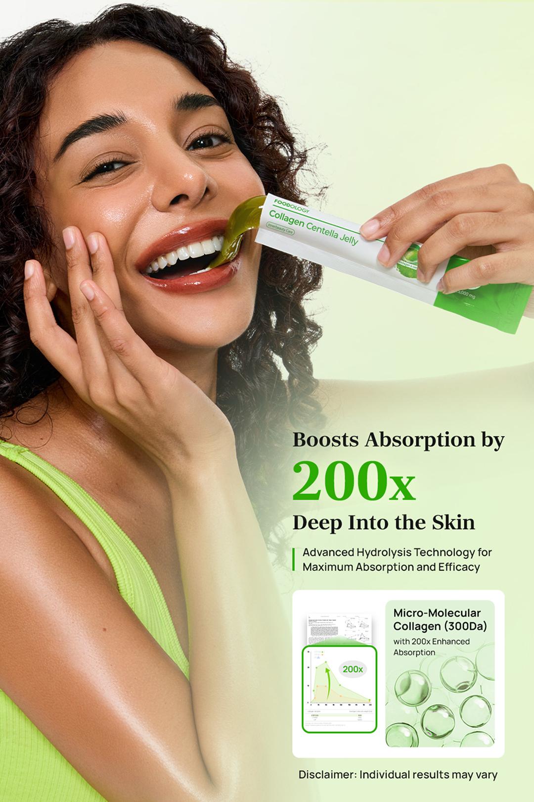 [FOODOLOGY] Collagen Centella Jelly, K-Beauty Glow Skin, Integrate Daily Skincare Routine to Help Skin Stay Hydrated and Plump, Fresh Apple Flavor, Contains Cica Soothing, Hydration Boost Jelly Sticks