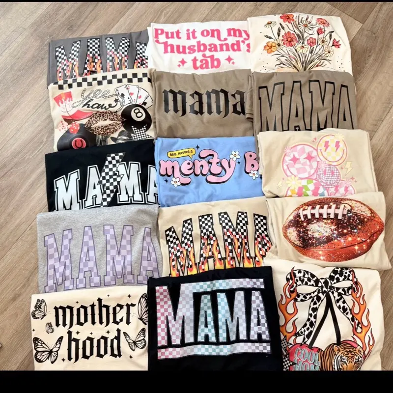 Mama Random Graphic T-Shirt Grab Bag DTF Transfer Unisex Tee Shirt Casual Crewneck Comfortable Short Sleeves Graphic Cotton for Summer and Streetwear