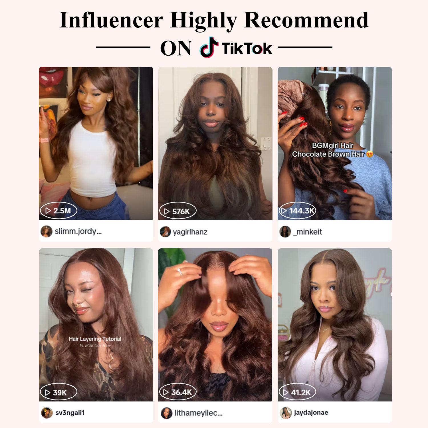 [New In] BGMgirl Layered Cut Natural Black Chocolate Brown #4 Body Wave Wear Go Wig Upgraded 7*5 Lace Closure 180% Glueless Color Wig Human Hair Wig TikTokShopfalldealsforyou TikTokShopBlackFriday SpringStatements