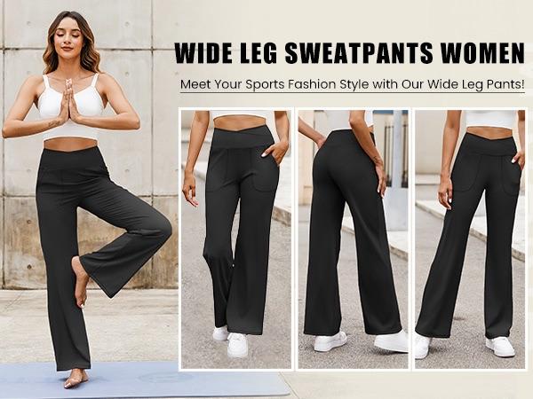 Zeagoo Yoga Sweatpants Women Loose Wide Leg Pants with Pockets High Waisted Sweatpants Stretch Casual Lounge Pants Thin New Spring 2025 Sports Bottoms