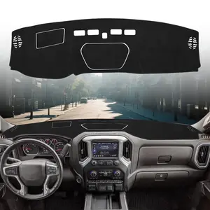 Canvcle Dash Cover Mat for 2019-2023 Chevy Silverado 1500 2500HD 3500HD/GMC Sierra Accessories Dashboard Cover Flannel Dash Mat UV Rays Protectorr(Just Fit the Models Without Forward Collision Alert)