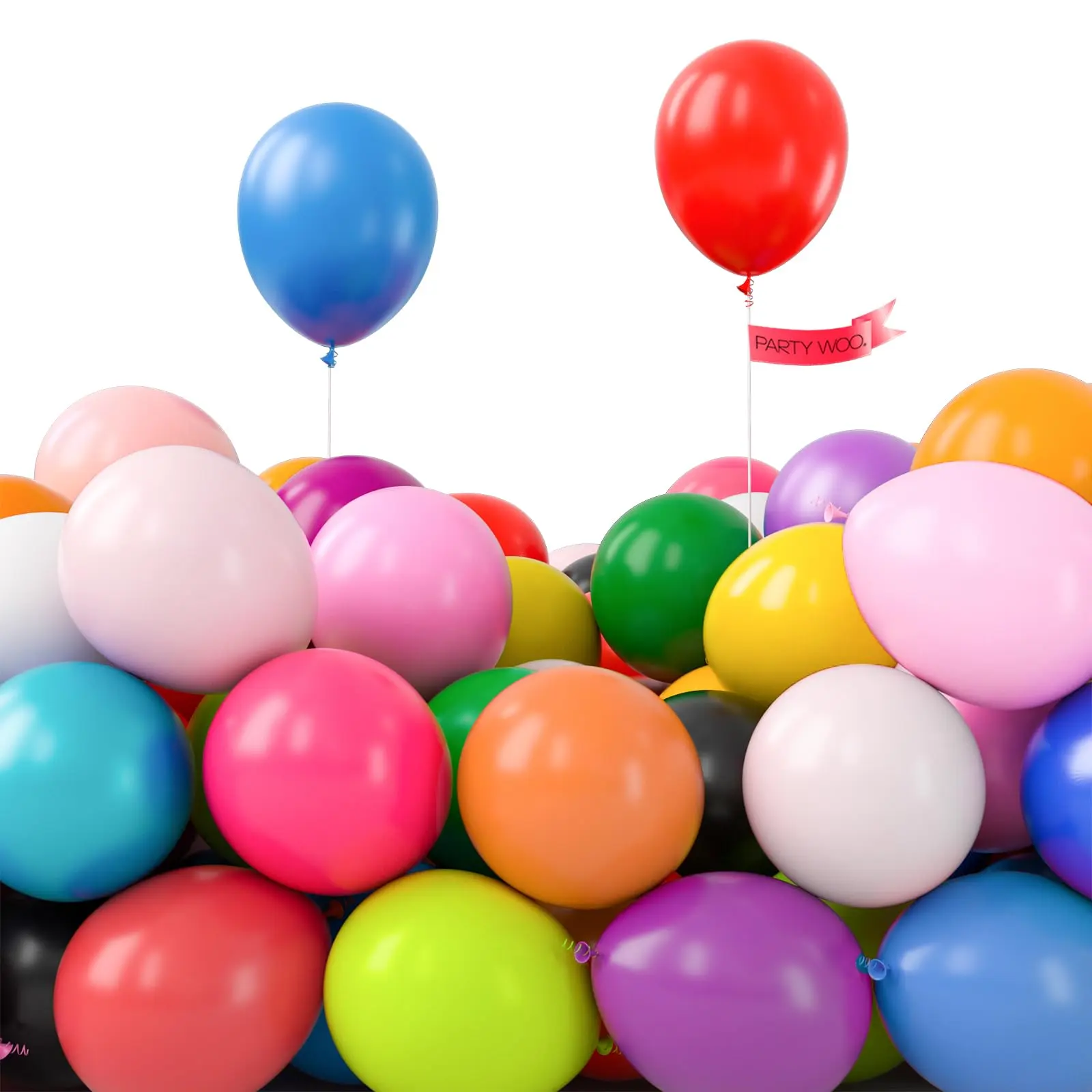 PartyWoo 50pcs 5-Inch Round Latex Rainbow Balloons, Assorted Primary Colors, for Graduation, Unicorn Theme Birthday Decorations, Latex Balloons, Balloon Arch Balloons
