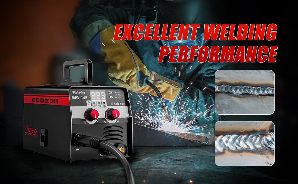 Futelo MIG-145 145A 110V Gasless Flux Core MIG Welder Machine 3-in-1 Flux MIG STICK TIG Welding Kit with 10 Accessories for Home DIY Indoor & Outdoor Repairs Stainless Steel Iron Steel Welding