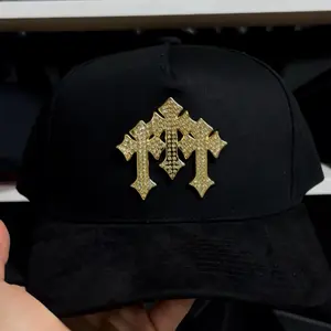 Crosses Black Snapback Hat for Men - Adjustable Strap & Sturdy Brim - Hand Wash Only - Unique crosses Emblem Design - Comfortable & Durable Fashion Accessory