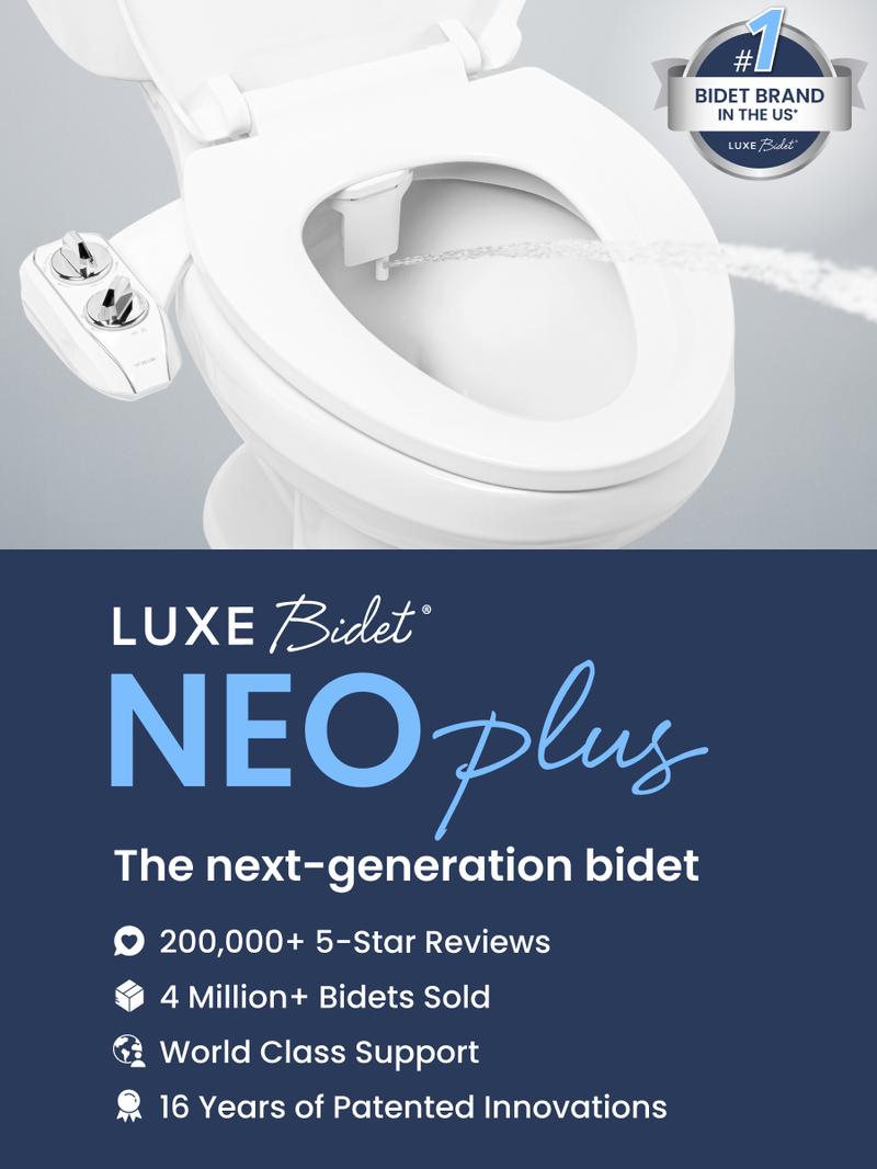 LUXE Bidet NEO 185 Plus - Rear & Feminine Wash, Bidet Attachment for Toilet Seat, Easy Slide-in Installation, Patented 360° Self-Clean, and Flip Feature
