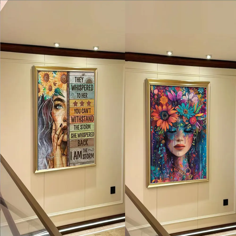 DIY 2-Piece 5D Diamond Painting Kit - Smart Girl Portrait Art, Adult Needlework Craft, Room Decor, House Decor, Ideal Home Gift for Living Room & Bedroom Bookshelf Display