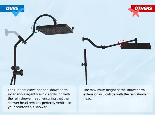 Anylock Upgraded 5-spray 13'' Shower Head for Easy Reach, High Pressure Rainfall Showerhead Combo with 10-mode Handheld Spray, 12'' Extension Arm, 4-way Diverter, 71'' Hose, Showerhead Holder, Black
