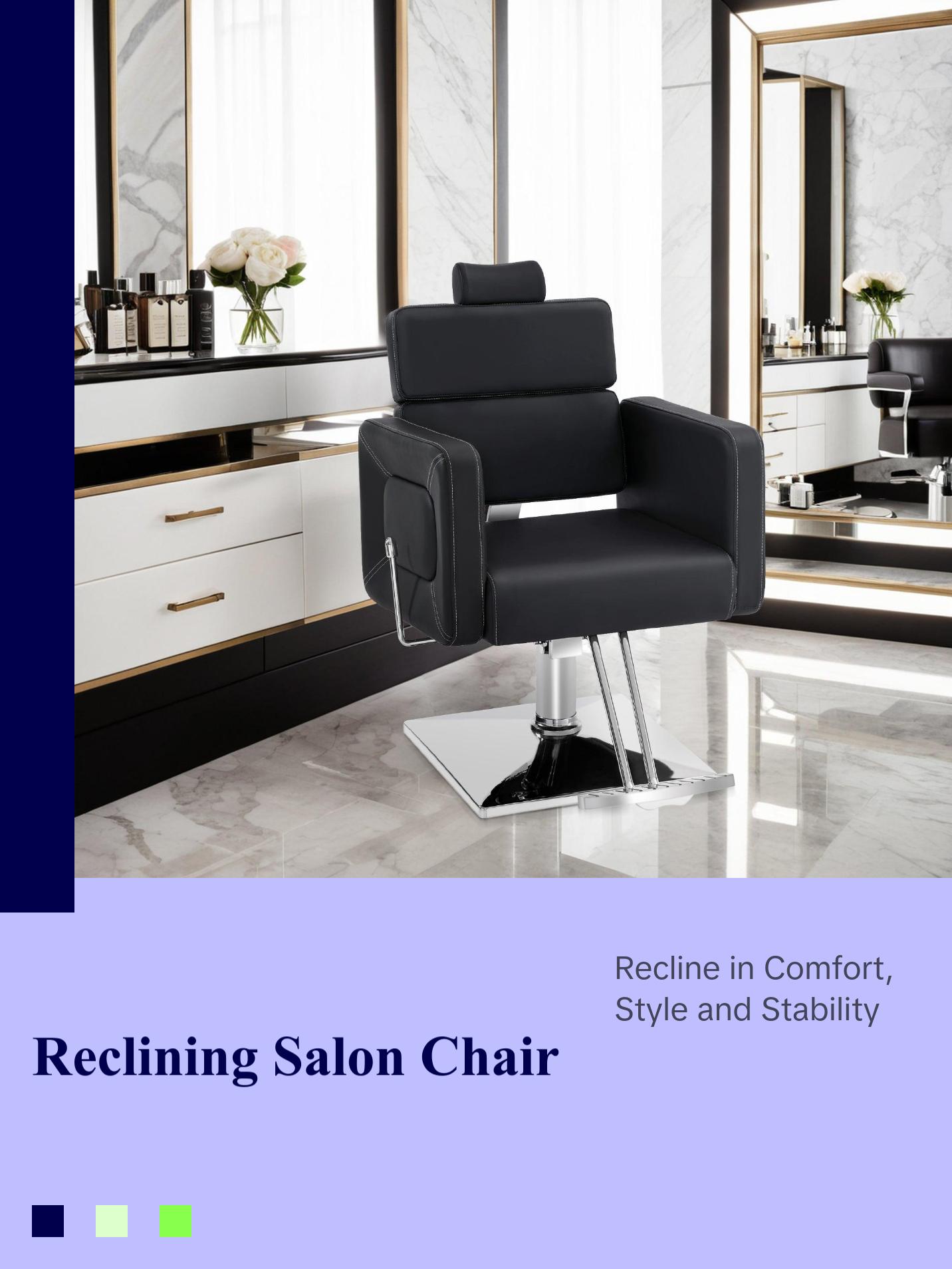 BarberPub Barber Chair, Reclining Hydraulic Salon Chair for Barbershop 2065