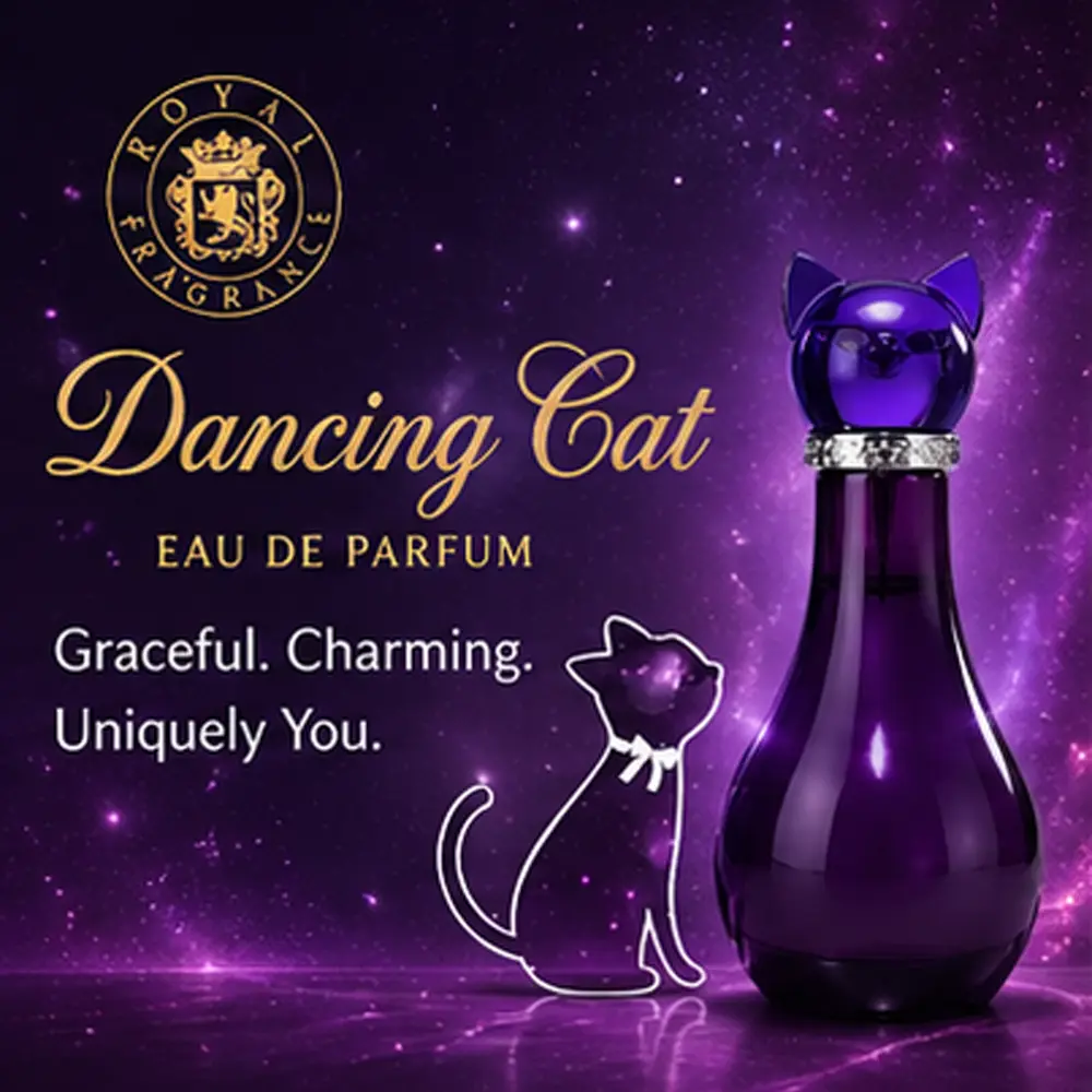 Dancing Cat Cat-Shaped Women's Perfume 90ml: A long-lasting, light floral-fruity-woody fragrance. A luxurious, niche perfume in a purple bottle—the perfect gift for your girlfriend or best friend.