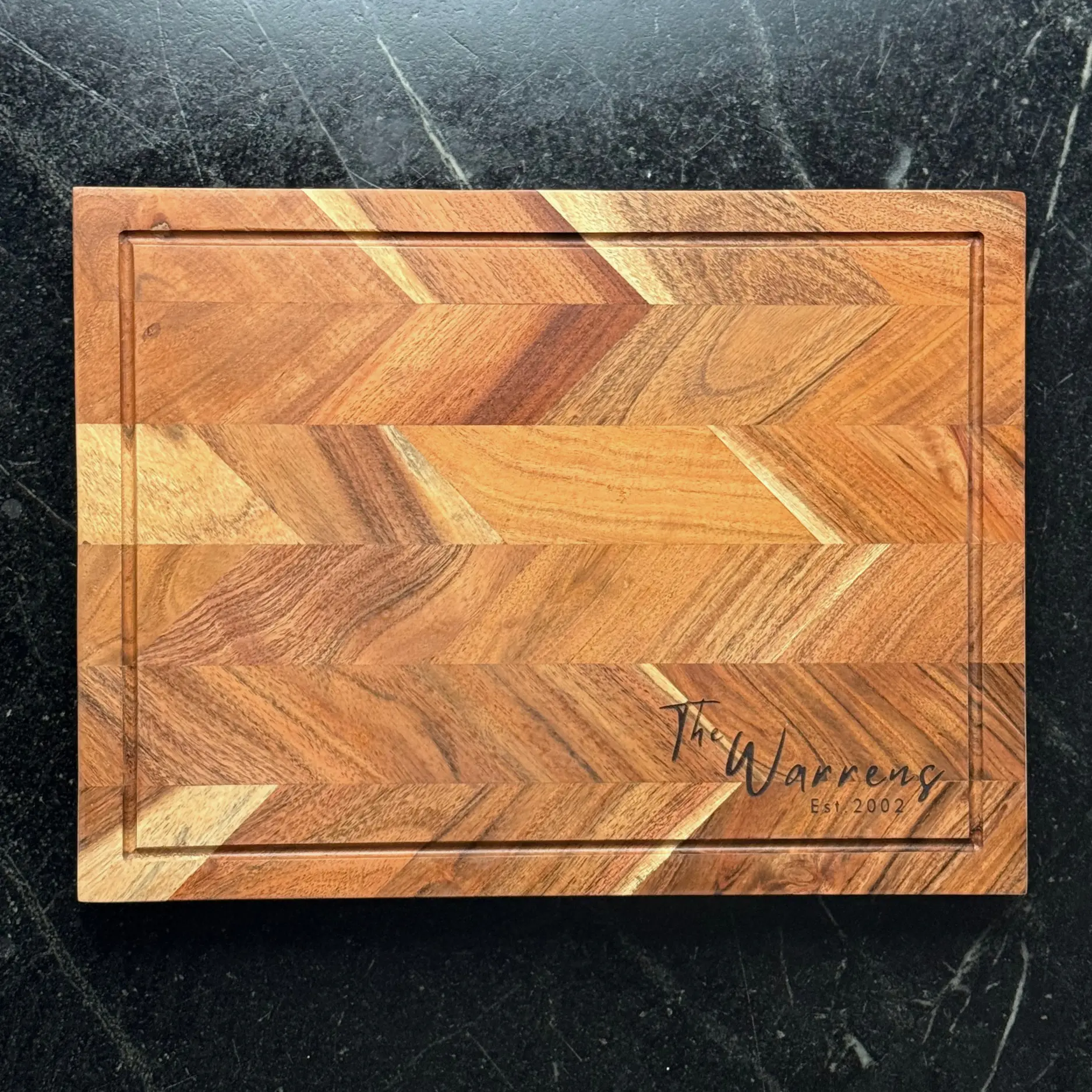 Premium Acacia Wood Cutting Board – 16x12 Butcher Block with Deep Juice Groove | Durable Kitchen Prep Board