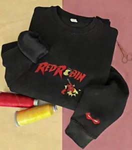 Embroidered Inspired Red Masked Comic Characters embroidered Sweatshirt, embroidered Hoodie