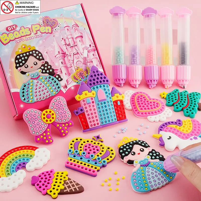 Children Bead Art Set, 5-8 Years Drawing Kit, 6-12 Years Beaded Pen Craft Set, Kids Gemstone Painting Set, Easy DIY Mosaic Handmade, Creative Craft Kit, DIY Beads, Bead Kits