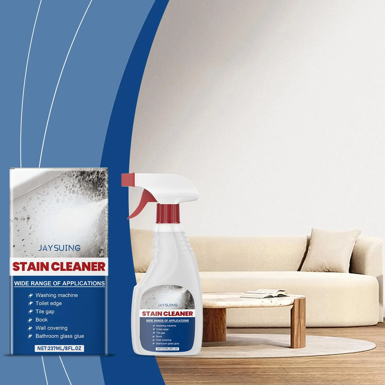 Jaysuing Wall Stain Remover Spray - 1pc Fast Acting Non-Paste All-Purpose Wall Cleaner for Home Use, Bathroom Mildew Removal