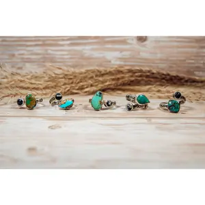 Handmade Bypass - Adjustable Turquoise with White Buffalo Sterling Silver Ring