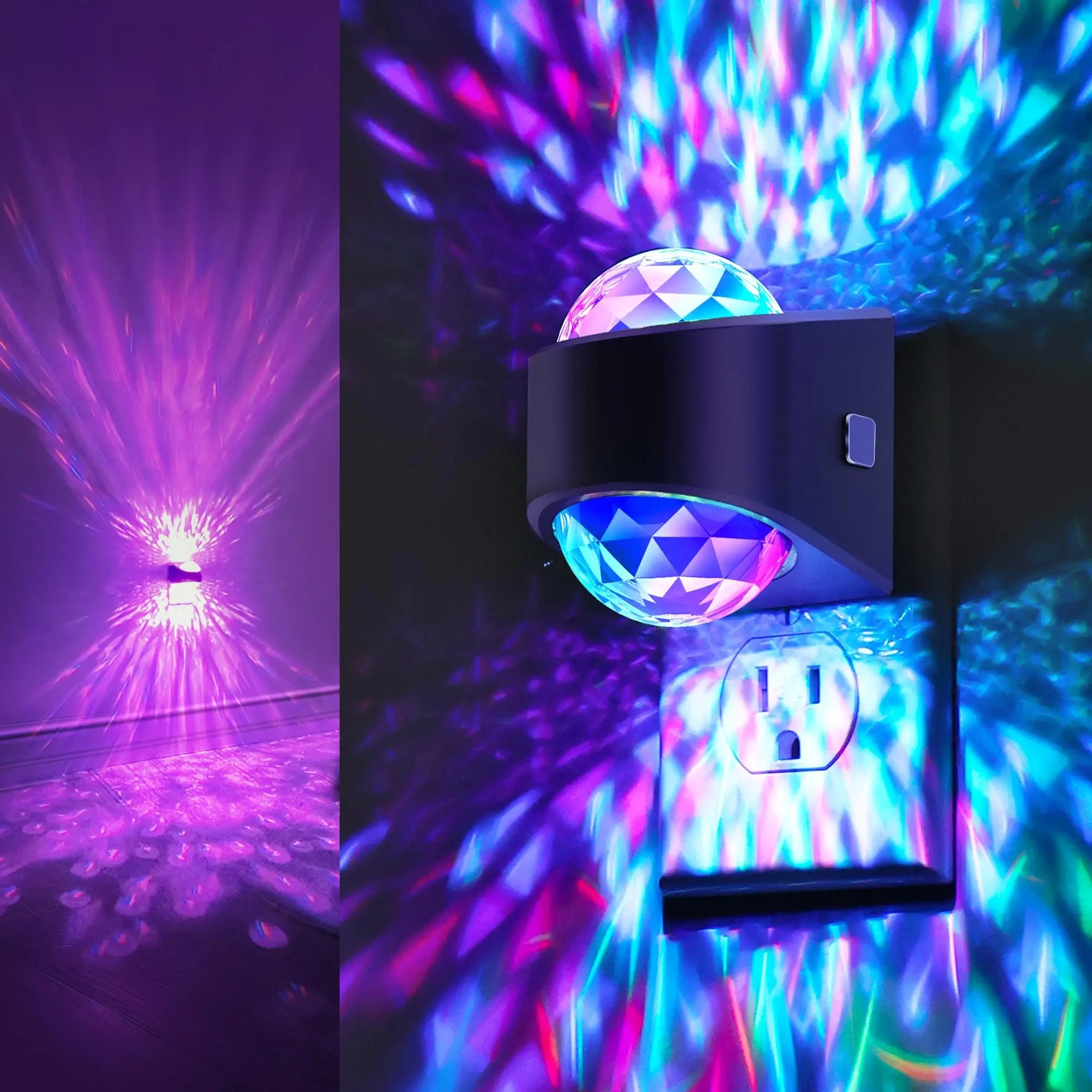 Jandcase Plastic RGB Star Projector - 9-Color LED Dynamic RGB Lighting, Automatic Sensor, Ambient Night Light, Decorative Lights for Bedroom Nursery Decor, Giftable Indoor Lamp, Neon Colors