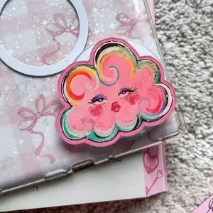 Psychedelic Pink Cloud Griptok - Aesthetic Surrealist Art Phone Grip - Unique Cloud Character Phone Holder - Funky Retro Accessory for Smartphone - Artistic Stocking Stuffer for Best Friend