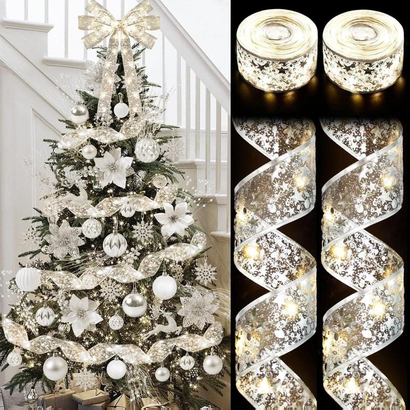 NEW DEAL- 2 Pcs Christmas Tree Decorations, Total 40ft 120 Led ...