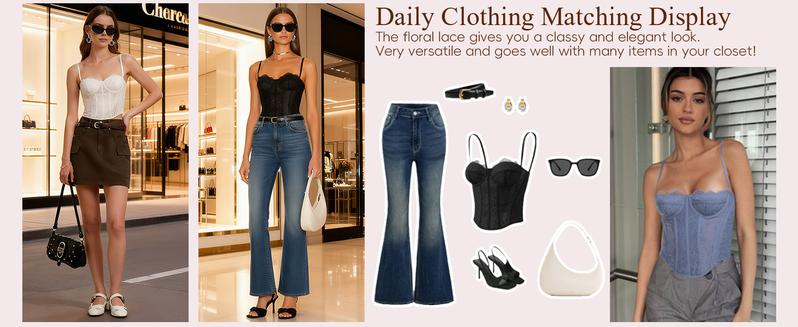 CZXMY Women's Lace Mesh Bustier Corset Shaper - Adjustable Spaghetti Strap Buckle Design, Shapewear Camisole for Daily Wear Party Club Date Night faja