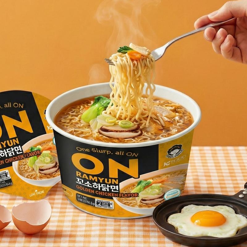 ON RAMYUN 6 PACK Korean Variety Mix Box (6 Cups) – 3-Flavor Mix: Spicy Beef, Spicy Carbocream & Golden Chicken, Authentic K-Ramyun Cup Noodles, Perfect for Dorms, Roommates & Sharing, One Slurp, All the Comfort, Instant Korean Snack Food
