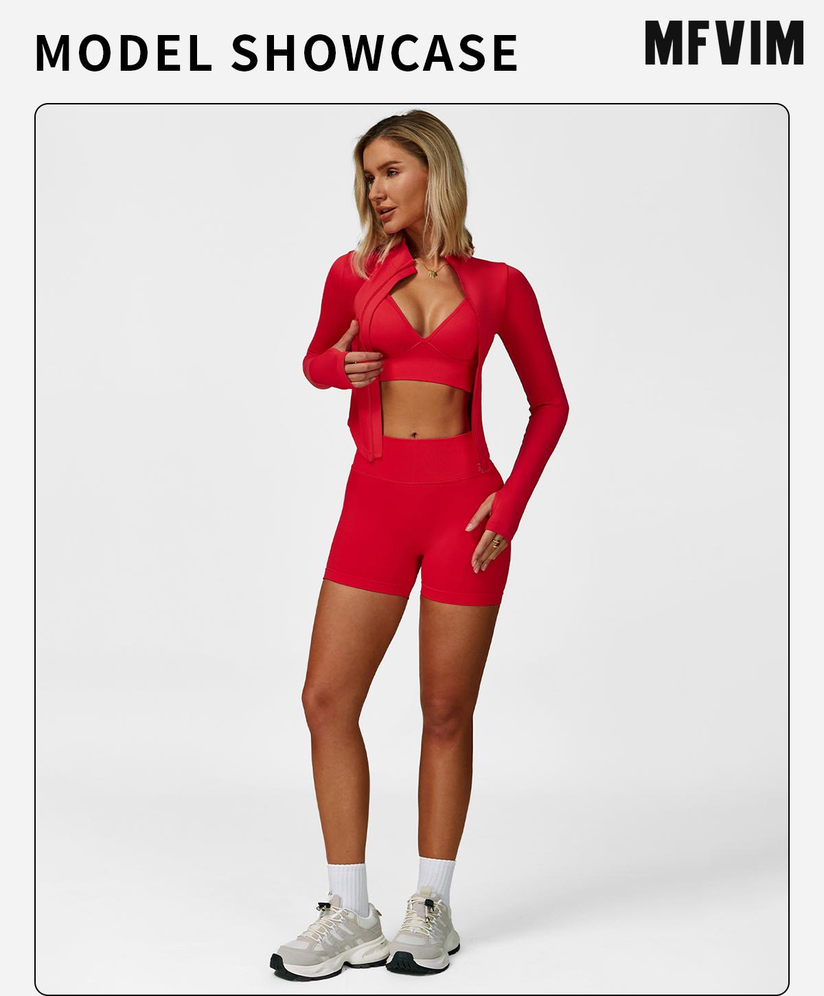 MFVIM Women's Sports Three-Piece Set Impact Compression High Waist Butt Lifting Yoga Pants for Running Yoga Everyday Workouts SpringStatements