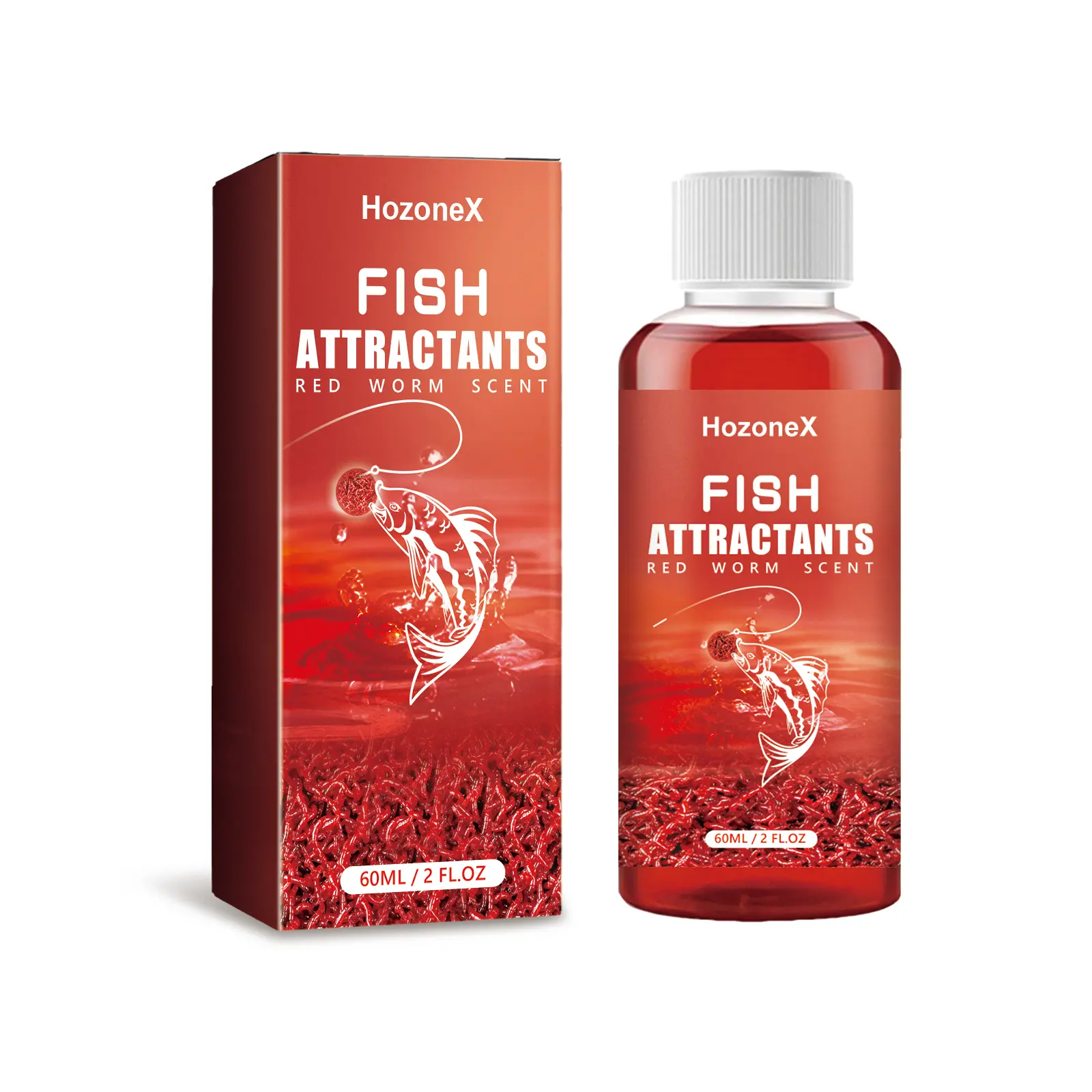 Fish Attractant Liquid, High Potency Red-Worm Bait Scent Additive, Concentrated Freshwater Fishing Flavouring for Carp, Trout, Bass, and Catfish