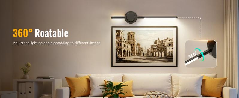 Rechargeable Wall Sconces Set of 2, Wireless Lights with Remote & Touch Control, 360° Adjustable, 3 Color Temps + RGB 16 Colors, Timer, No-Wire Install, Bedroom, Living Room, TV Wall, Hallway Lighting