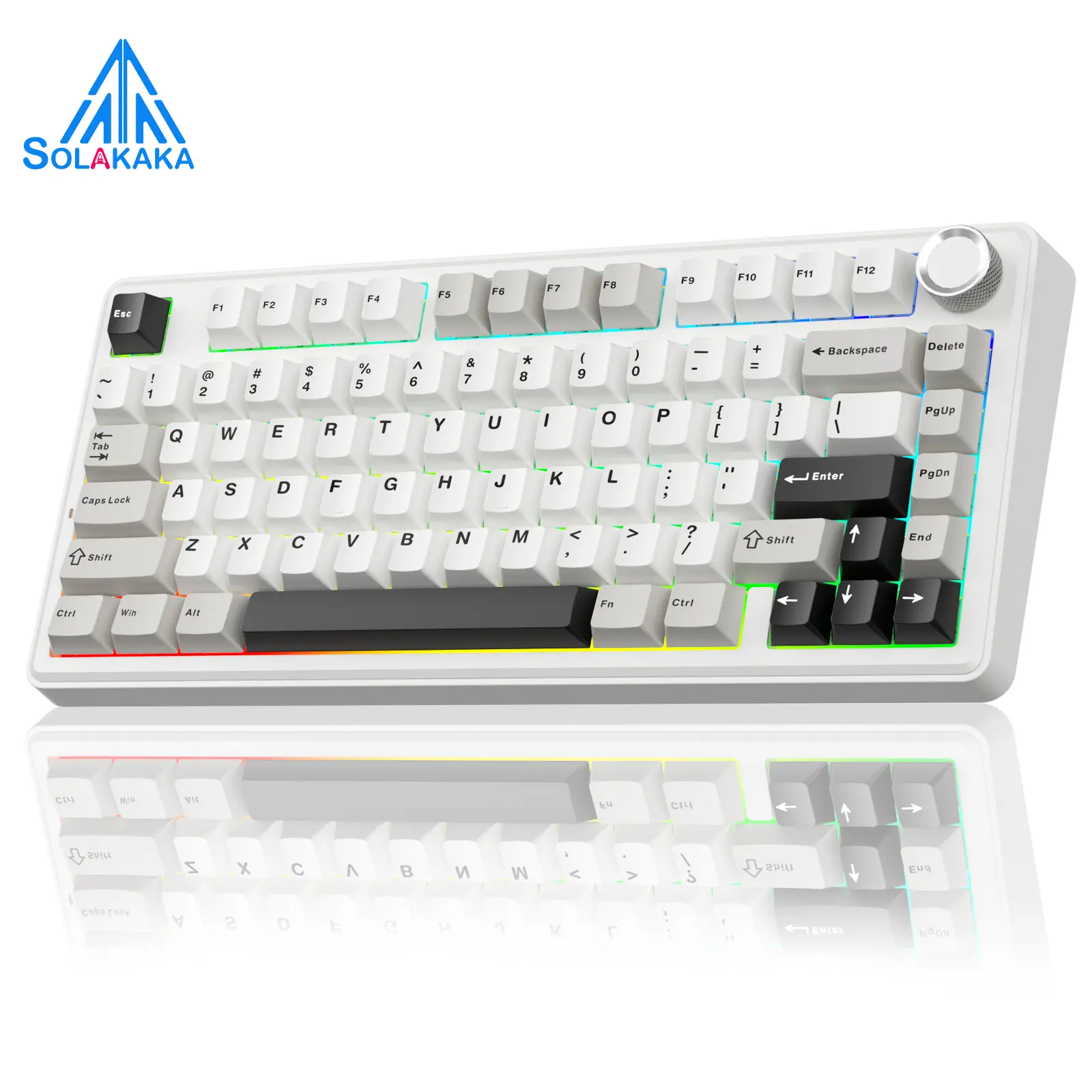 SOLAKAKA A75 75% Wireless Mechanical Keyboard – Hot-swappable RGB gaming keyboard with a sealed design, smooth feel, PBT keycaps, and rotary controls. A creamy keyboard suitable for PC/Mac gaming devices.,back to school,back to school haul