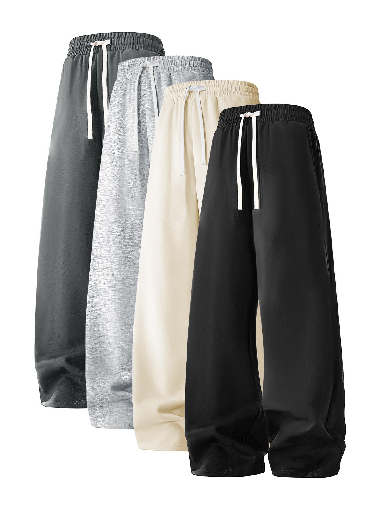 Men's Regular Fit Drawstring Casual Pants - Soft and slightly stretchy fabric, comfortable and breathable, drawstring waist adjustment, solid color, perfect for outdoor sports and fitness activities in spring and summer