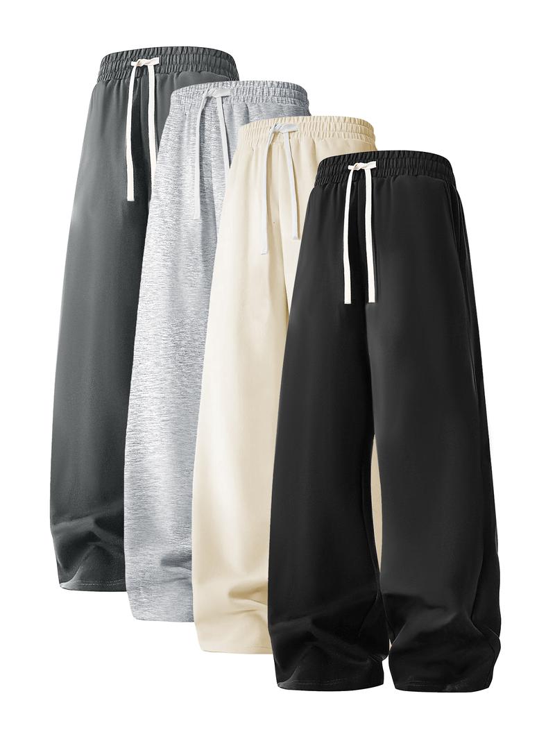 Men's Regular Fit Drawstring Casual Pants - Soft and slightly stretchy fabric, comfortable and breathable, drawstring waist adjustment, solid color, perfect for outdoor sports and fitness activities in spring and summer