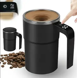 Automatic Stirring Cup with Lid, USB RechargeableAutomatic Magnetic Coffee Cup with DisplayTemperature, Suitable for Office, Home, Outdoor, Gift, SelfStirring Mug