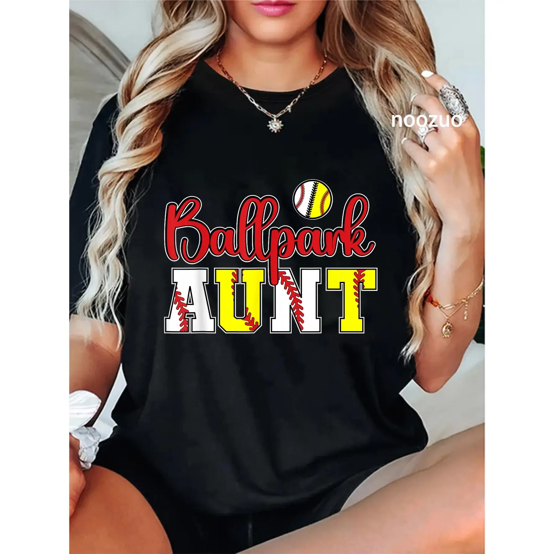 100% Cotton Ballpark Aunt Softball Baseball Aunt T-Shirt