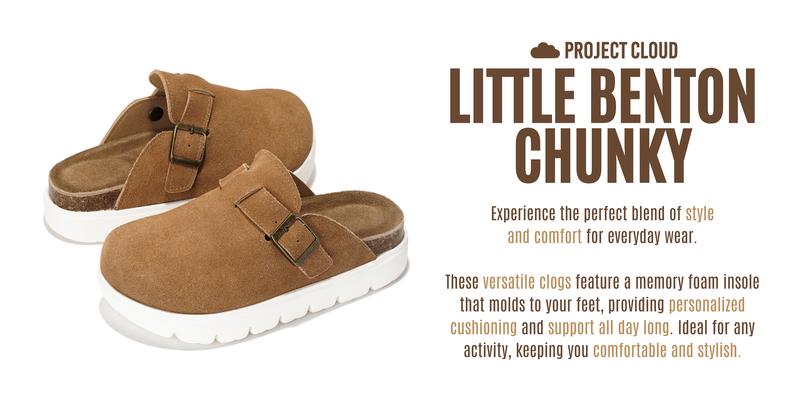 Project Cloud Kids | 100% Genuine Leather Clogs | Memory Foam | Lightweight | Non-Slip - Little BentonChunky