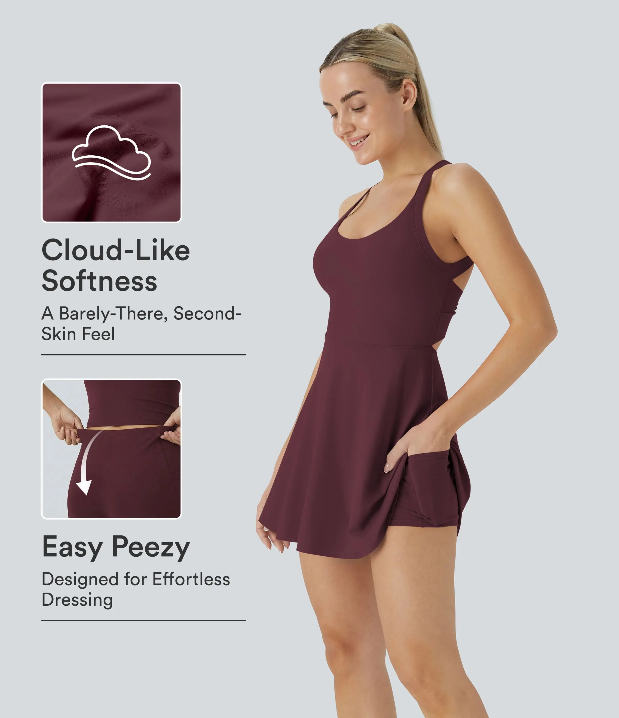 Halara Softlyzero Airy Backless Twisted InstantCool Dance Active Dress-Easy Peezy Edition, Summer Outfits