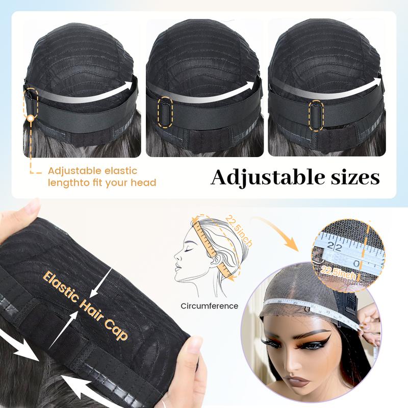 Synthetic layered cut 9x7 Lace Front Wig Glueless Wear And Go Pre Plucked Pre Cut Straight Wig Vivid Self Growing Clean Hairline with Tiny Knots Premium Fiber