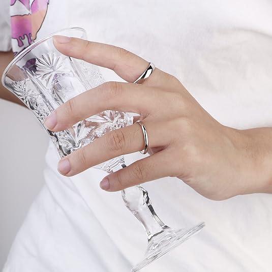 【Wedding band】Fansilver Rings for Women Men High Polished Band Thumb Stackable Ring Comfort Fit 1mm 2mm 4mm