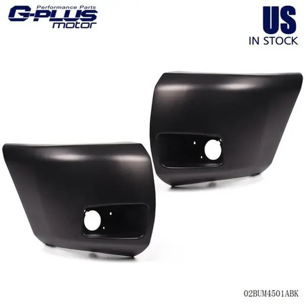 MOTOR GPLUS Primered Plastic Front Bumper End Caps (Pair Set, Primer Finish) with Fog Light Hole, Direct Fit Chevy Silverado Accessories, Vehicle Specific Auto Replacement Parts for 2007-2013 Silverado 1500