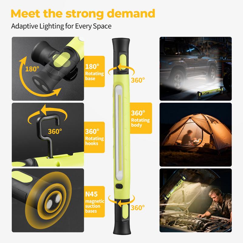 BougeRV  Valentine’s Day Gifts – Under Hood Work Light Bar, 3000LM LED Magnetic Light Bar with Hooks, 5200mAh Cordless Rechargeable Hood Light, Single Pack, Ideal for Mechanic, Car Repair & Garage Use