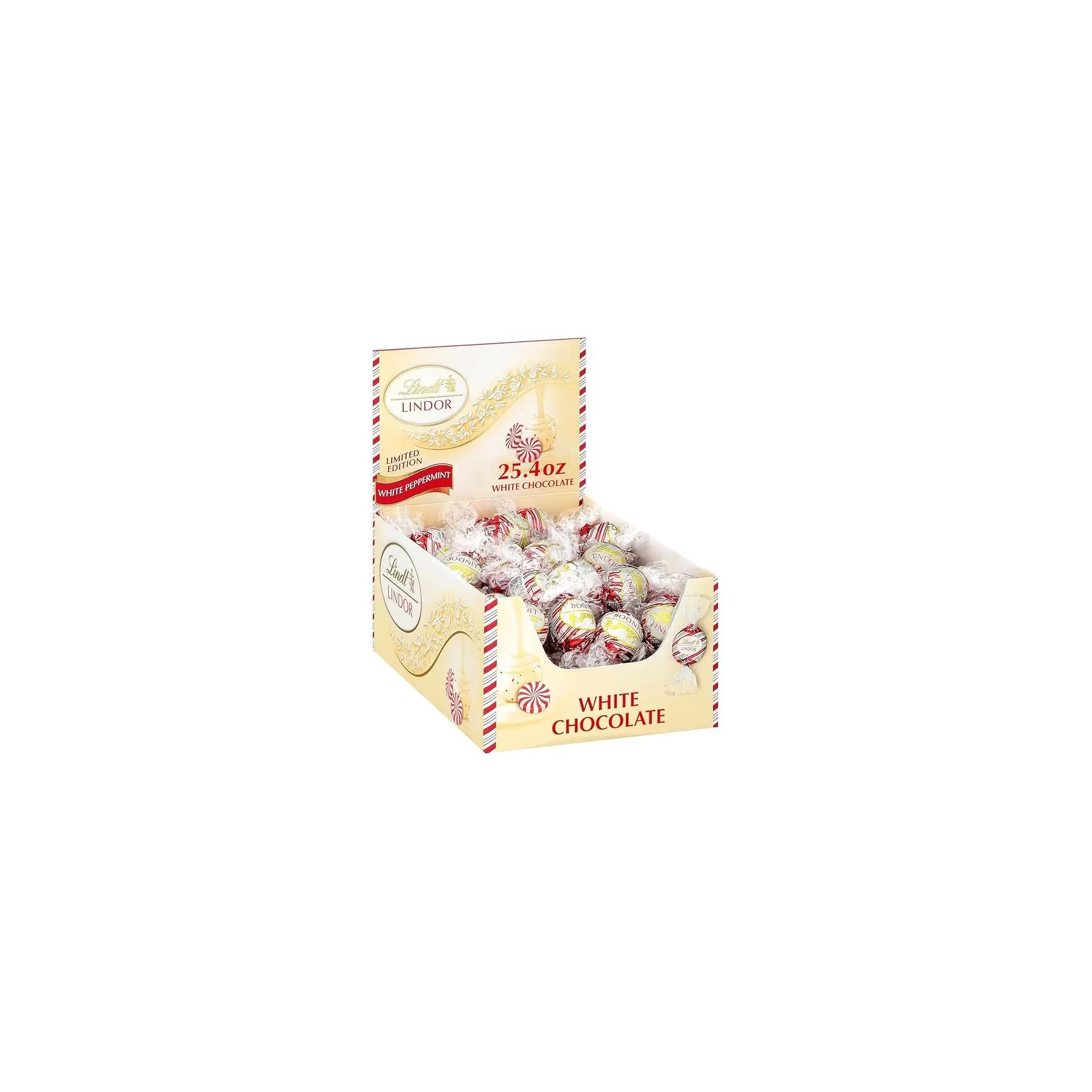 Lindor Christmas Truffles White Chocolate Peppermint 60 ct