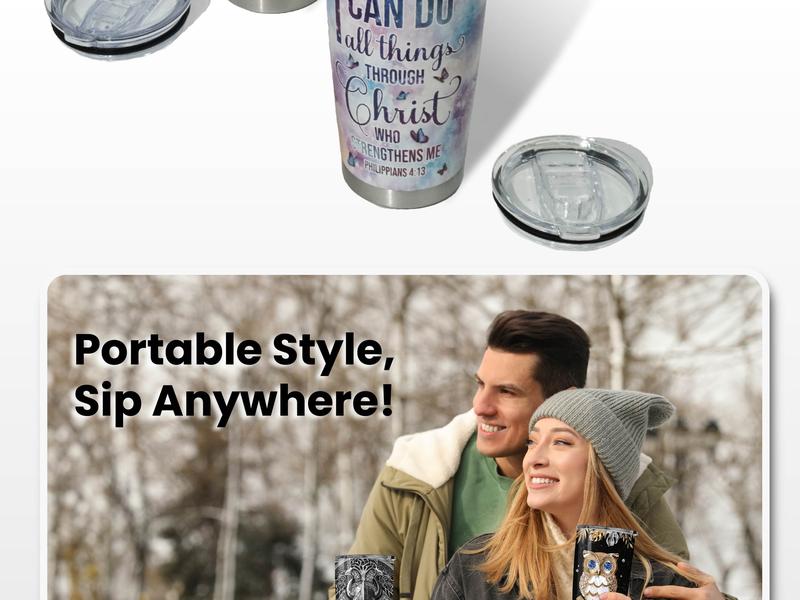 Sandjest Hunting Collection 20oz Coffee Tumbler with Lid, Portable Travel Mug, Stainless Steel Insulated Flask, Drinkware Gift on Christmas Birthday