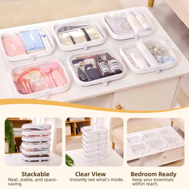 PIQOLA Clear Organizer Storage Box Clear Hard Zipper Case PVC Plastic CLear Storage Containers for Tools & Small Objects Girl Stuff Portable Travel Organizer Set Makeup Organizer Jewelry Box Toy Storage Bins High Transparency TikTokShopBlackFriday M+3S