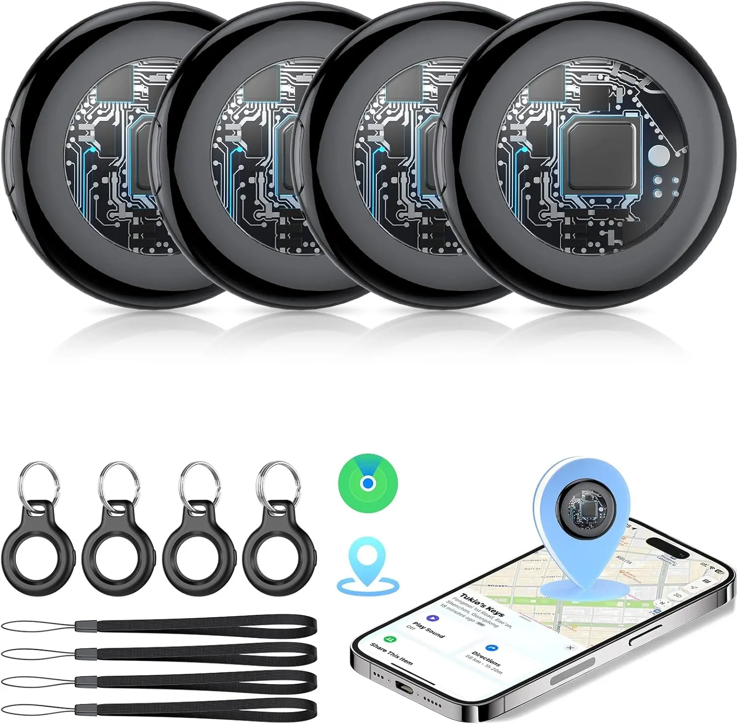 [Flash Deals] Tukio GPS Tracker(iOS Only) Lucid Tag for Cars & Pets - Mini Clear Design, Weatherproof Case, Anti-Lost Device, Works with Apple Find My (iOS Only), No Monthly Fees, IP67 Waterproof, Replaceable Battery summerwins