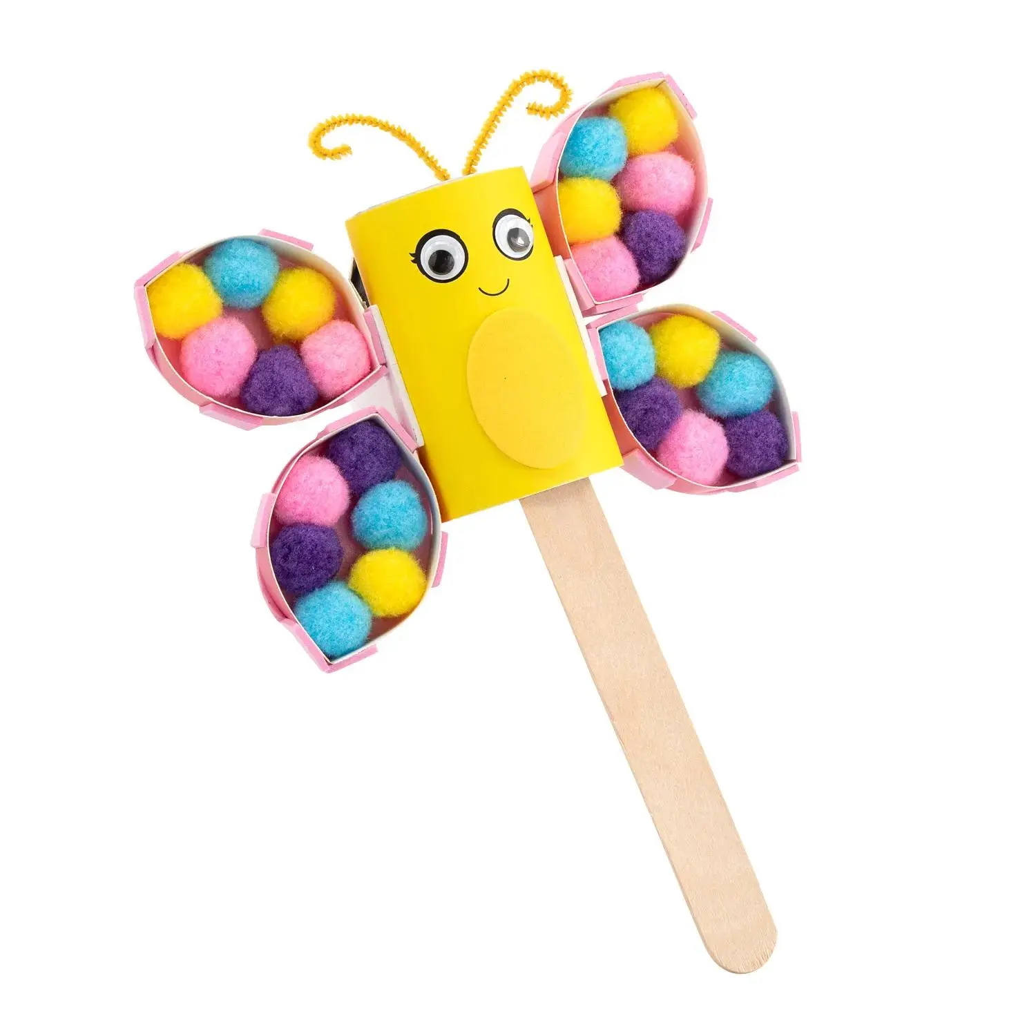 Fun Express Pom-Pom Butterfly Craft Tube Craft Kit - 5 1/4" x 7 1/2", Makes 12